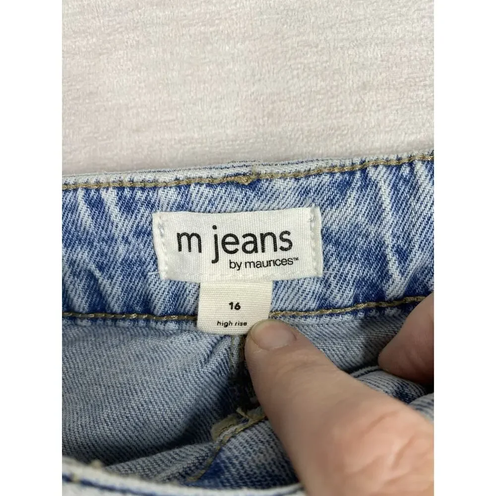 Maurices M Jeans Skirt Womens 16 Acid Wash Slit in Front Stretch Denim Midi Y2K